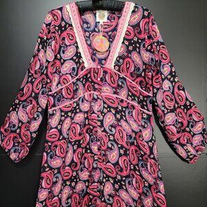 NWT Anthropologie Kitsch & Pop Paisley Maxi Dress Button Front L
